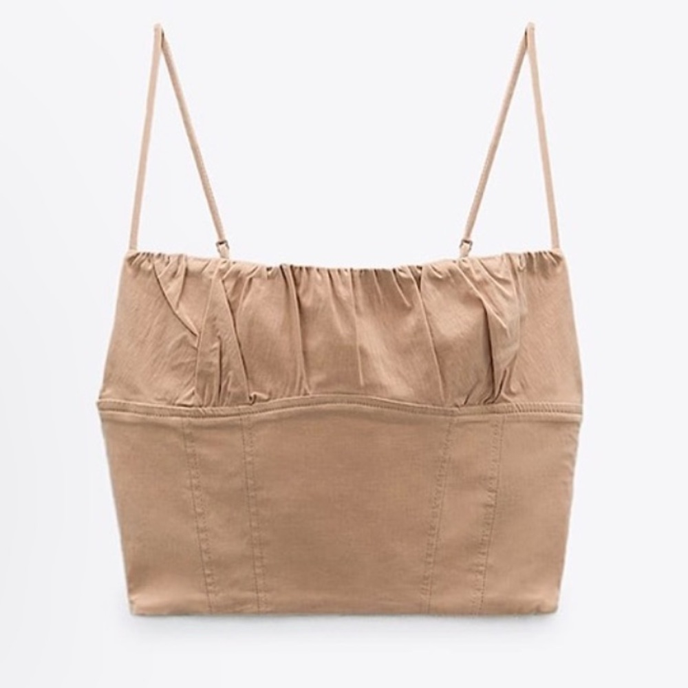 Zara LINEN BLEND CROP TOP